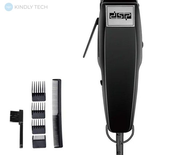 Профессиональная Машинка для стрижки волос (4 насадки) DSP A-90009 Pro, Чёрная