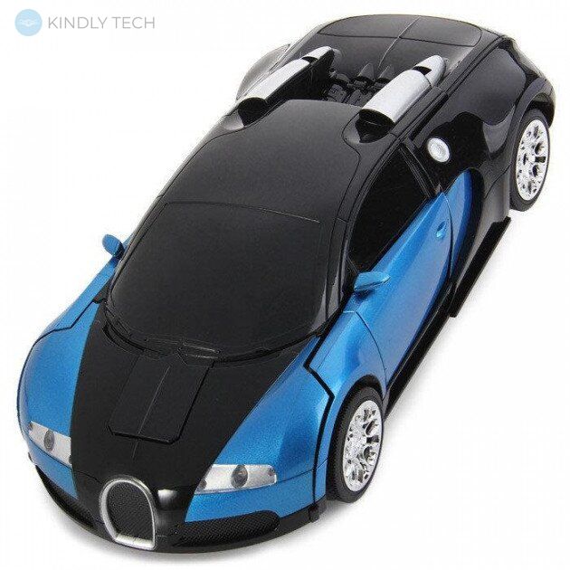 Машинка трансформер Bugatti Robot Car Size 1:12 синя