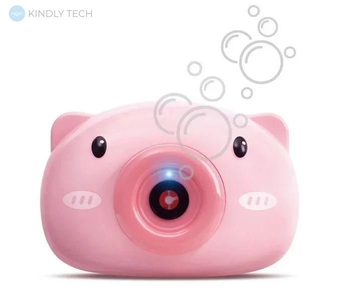 Детский генератор для мыльных пузырей фотоаппарат розовая свинка
