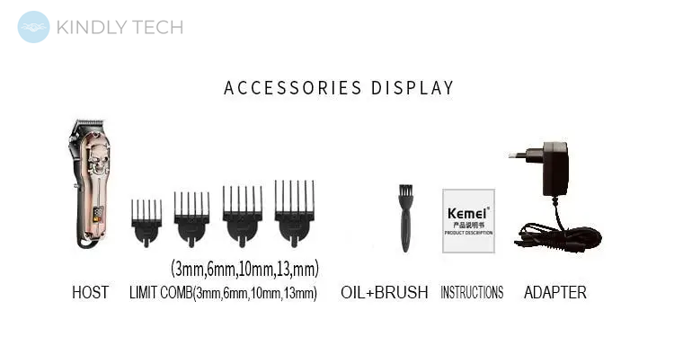 Аккумуляторная машинка для стрижки волос, профессиональный триммер Kemei KM-2618