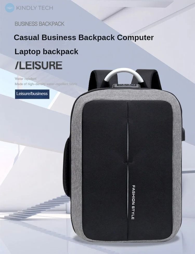 Рюкзак для ноутбука із захистом від крадіжки Fashion style Чорний і сірий