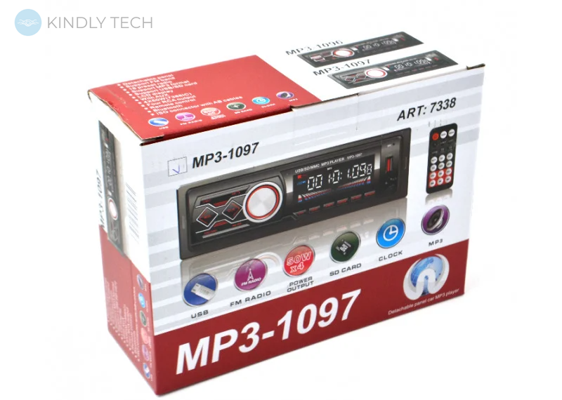 Автомагнитола со съемной панелью MP3-1097 ISO+BT