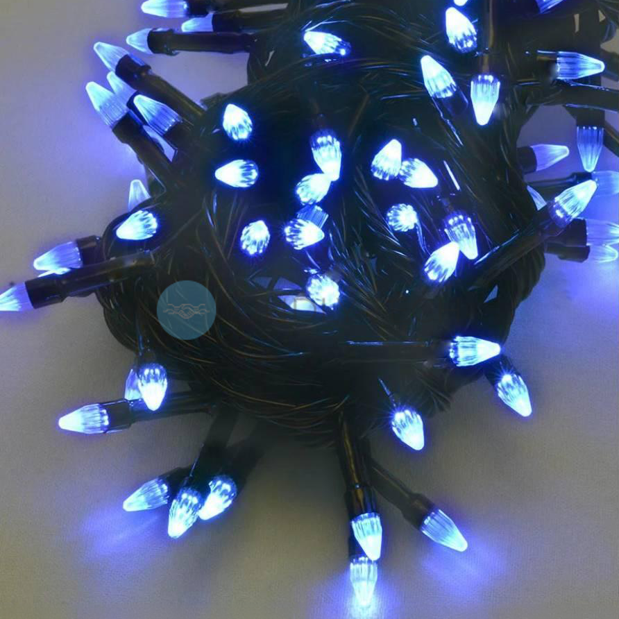 Світлодіодна гірлянда-конус LED200B-2, 9 м, 200 LED, синє світіння, чорний провід, 220 В, 8 режимів