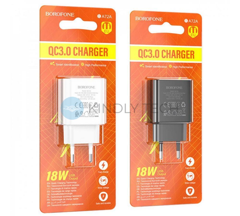 Домашній зарядний пристрій 18W 1U з кабелем USB-C Borofone BA72A білого кольору