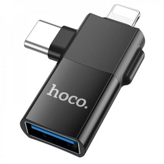 Адаптер Lightning/UCB C To USB 2.0 — Hoco UA17 — Black