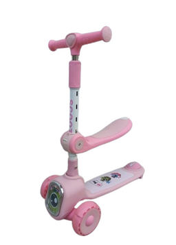 Самокат беговел Scooter WB-608 2в1 широкие колеса светящиеся, Розовый
