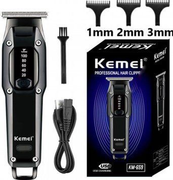 Акумуляторна машинка для стрижки волосся Kemei KM-659 Чорний