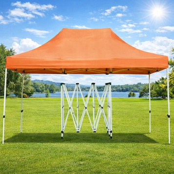 Розсувний намет-павільйон 2&times;3 м посилений з металевим білим каркасом водонепроникний 800D, Помаранчевий