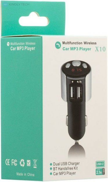 Автомобильный FM модулятор X10 с Bluetooth MP3 передатчиком от прикуривателя