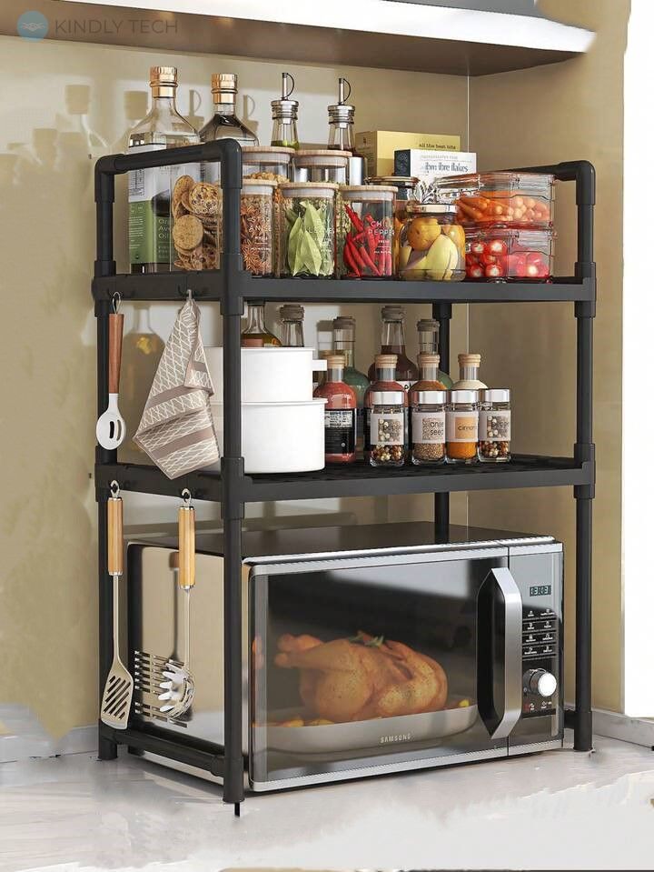 Стелаж для кухни Kitchen multifunctional storage rack, 2 полки, Черный