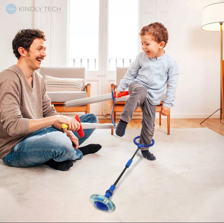 Складна нейроскакалка "Люкс" на одну ногу для дітей зі світловим роликом Blue