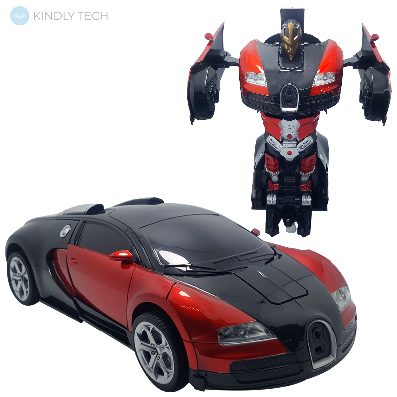 Машинка трансформер Bugatti Robot Car Size 1:18 красная