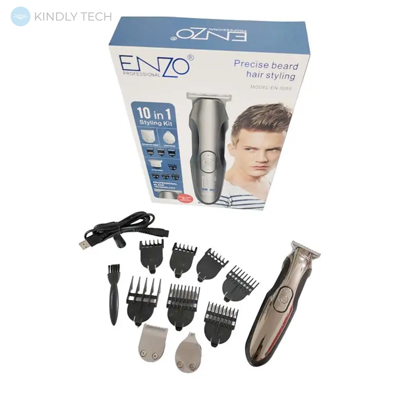 Профессиональная машинка для стрижки волос ENZO EN-5055, 10в1