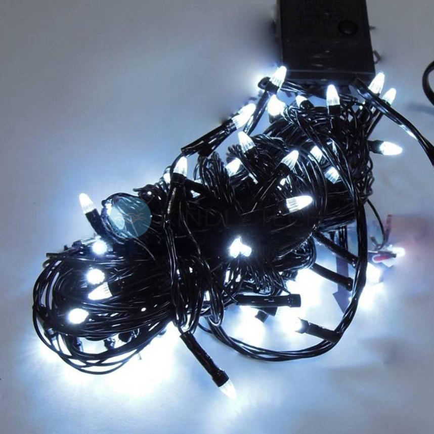 Світлодіодна гірлянда-конус LED200W-2, 9 м, 200 LED, біле світіння, чорний провід, 220 В, 8 режимів