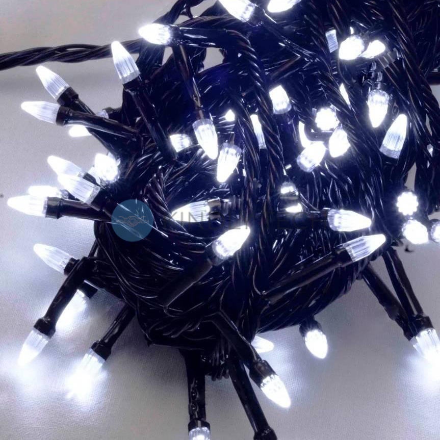 Світлодіодна гірлянда-конус LED200W-2, 9 м, 200 LED, біле світіння, чорний провід, 220 В, 8 режимів