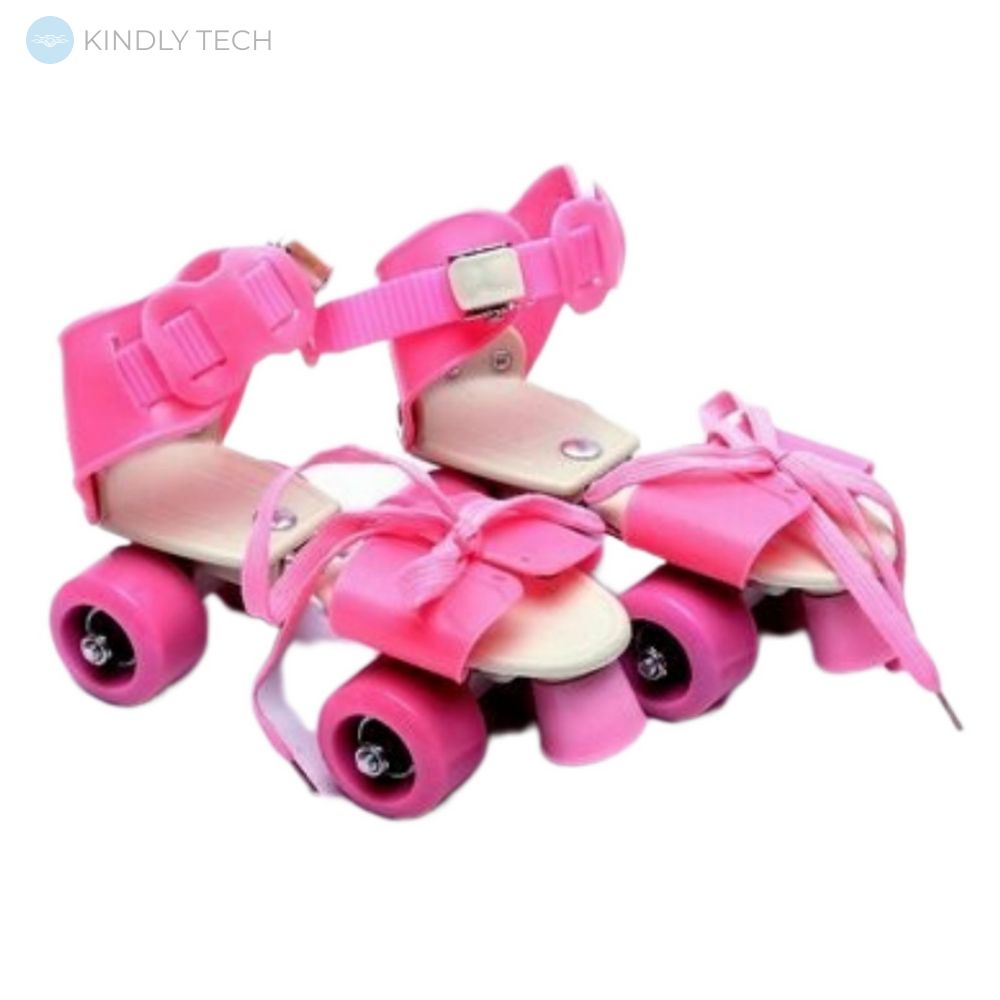 Дитячі ролики на взуття 0102 на 4 колеса з регулюванням розміру, Рожеві