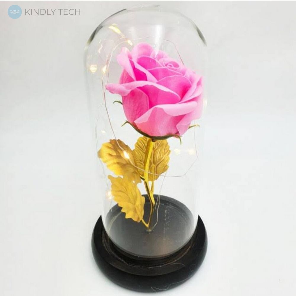 Роза в колбі " маленька" з LED підсвічуванням жовтого кольору, відмінний подарунок коханій дівчині