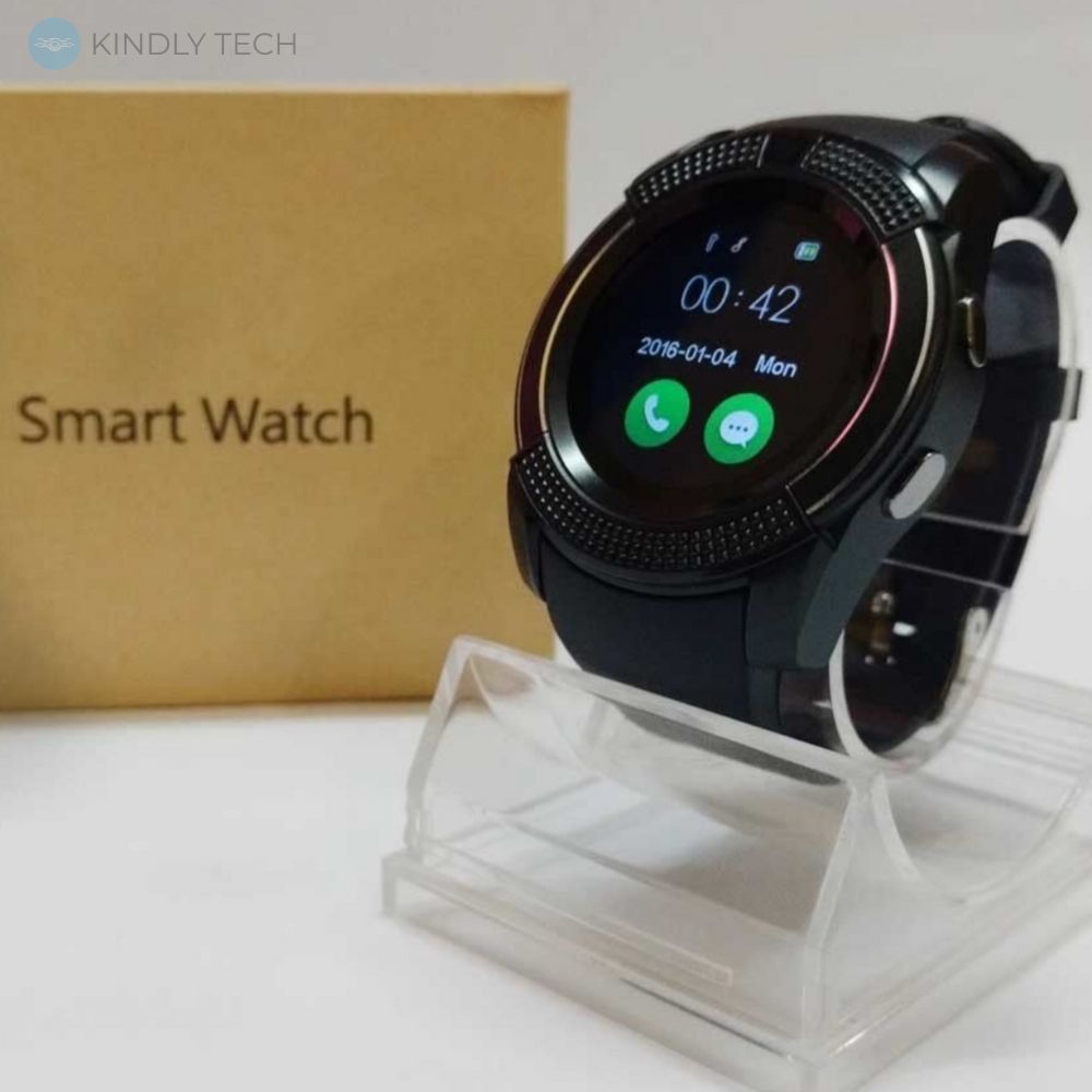 Розумний наручний смарт годинник Smart Watch V8 з камерою, Black