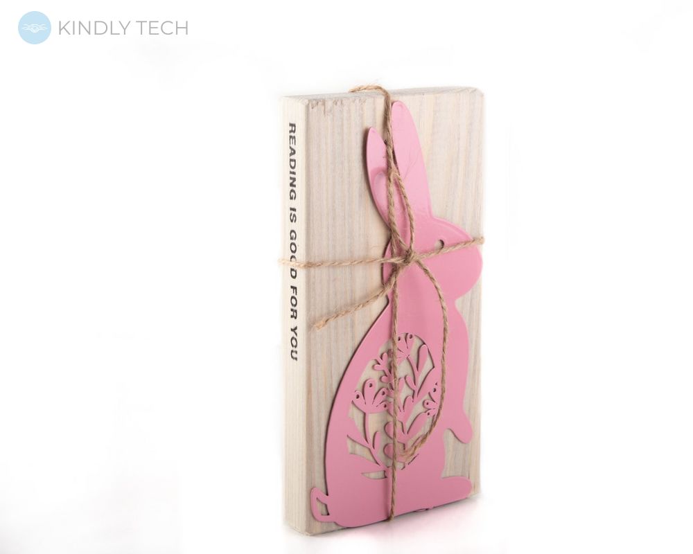 Закладка для книг «Счастливый заяц» (розовый цвет), Розовый