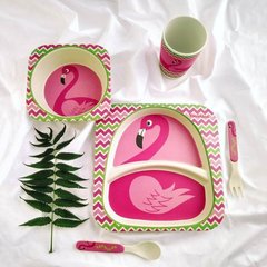 Набор детской посуды из бамбукового волокна Фламинго