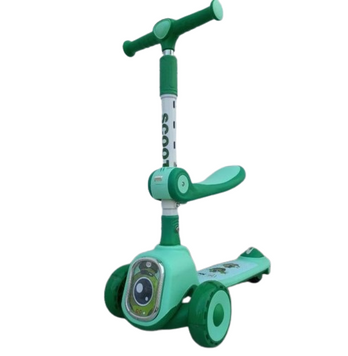Самокат беговел Scooter WB-608 2в1 широкие колеса светящиеся, Зеленый