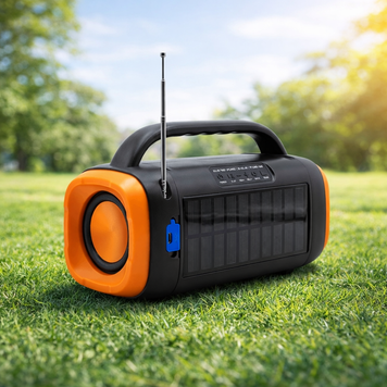 Мощная портативная Bluetooth-колонка TS-5579 с фонариком, солнечной панелью и FM-радио