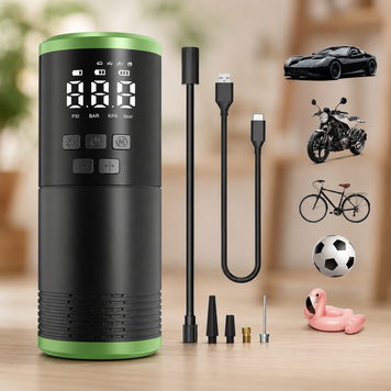 Компактный автомобильный компрессор Air Pump LY-1096 с аккумулятором и автостопом
