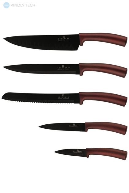 Набір ножів на магнітній підставці EDENBERG EB-963 (6 Предметів), Чорний