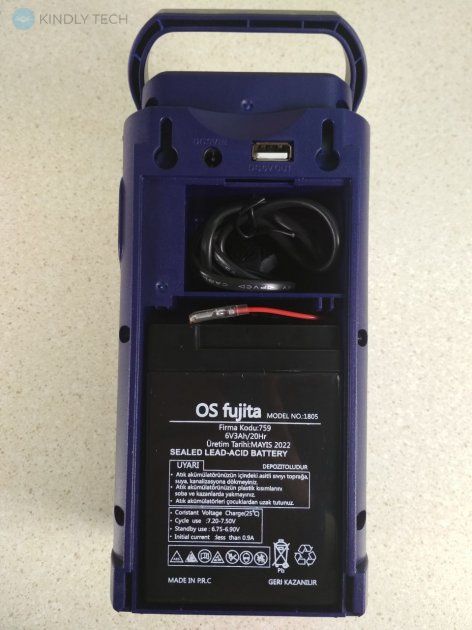 Фонарь переносной аккумуляторный Fujita 2606L светодиодный с повербанком 24 LED, Синий