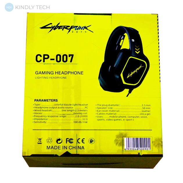 Игровые проводные наушники с микрофоном CYBERPUNK CP-007 Gaming игровая гарнитура с RGB подсветкой