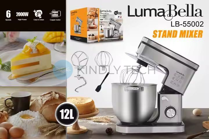 Міксер стаціонарний LumaBella LB-55002 із чашею на 12 л, 2000 Вт