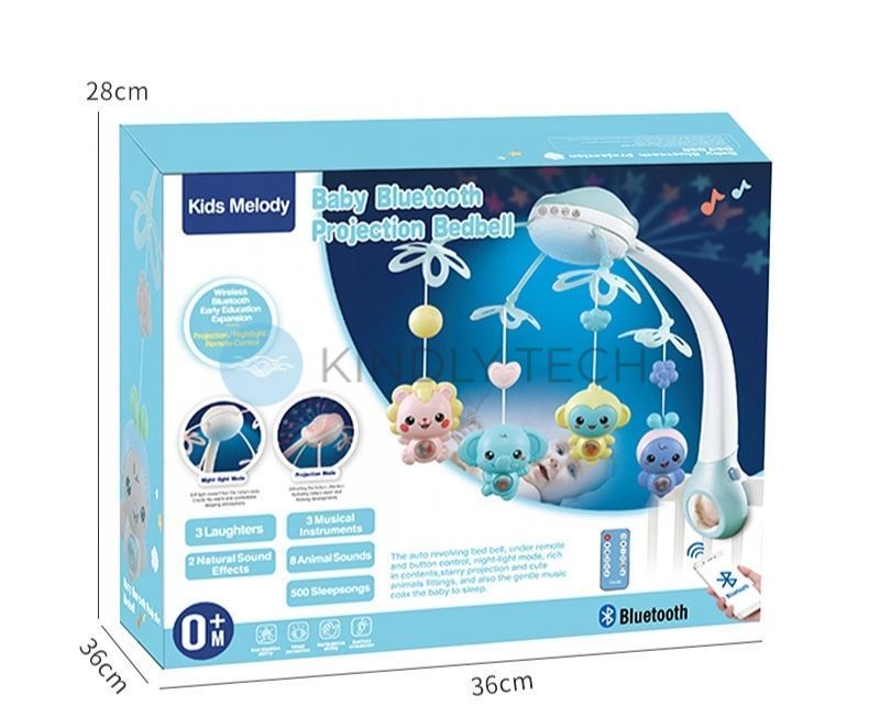 Детская музыкальная каруселька-подвеска на кроватку с проектором Baby bluetooth Projection, Светло розовый
