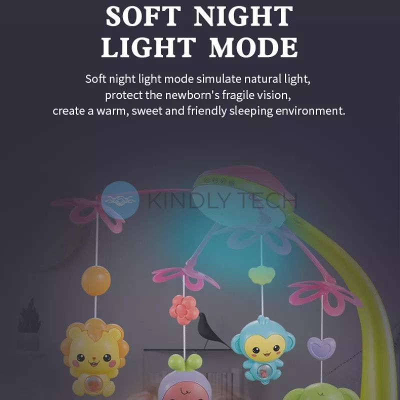 Детская музыкальная каруселька-подвеска на кроватку с проектором Baby bluetooth Projection, Светло розовый