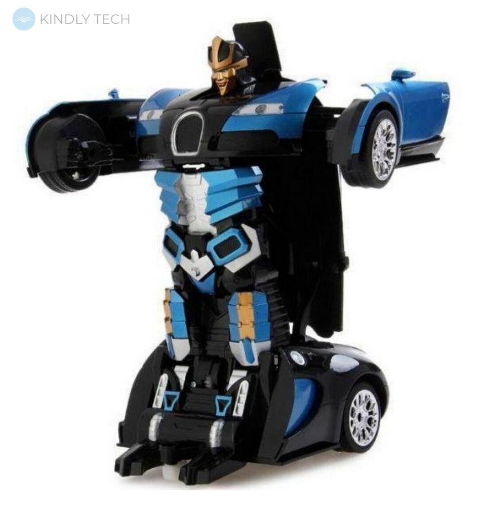 Машинка трансформер Bugatti Robot Car Size 1:18 синяя
