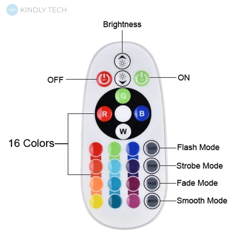 Лампа LED для селфи эффект солнца RGB + пульт (F-20)