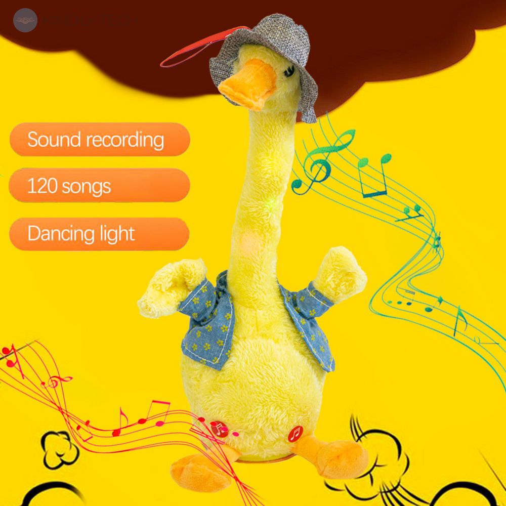 Музична іграшка інтерактивна - танцююча Гуска синій жилет(іграшка повторюшка м'яка)