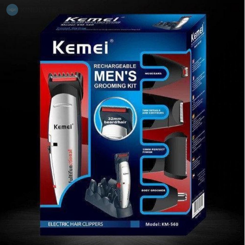 Набір для стрижки волосся Kemei LFQ-KM-560 3 Вт, акумуляторна машинка бритва і тріммер 6 в 1