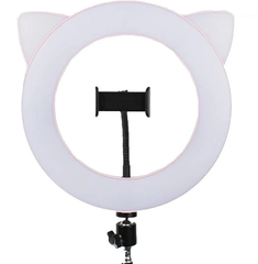 Кільцева Led лампа "Рожева кішка" з тримачем для смартфона, діаметр 27 см
