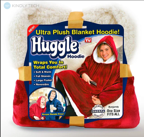 Плед с капюшоном Huggle Ultra Plush Blanket Hoodie Красный