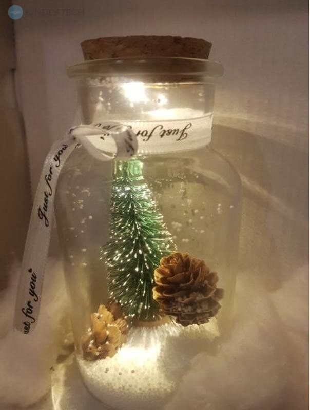 Светящаяся Рождественская елка в бутылке с USB