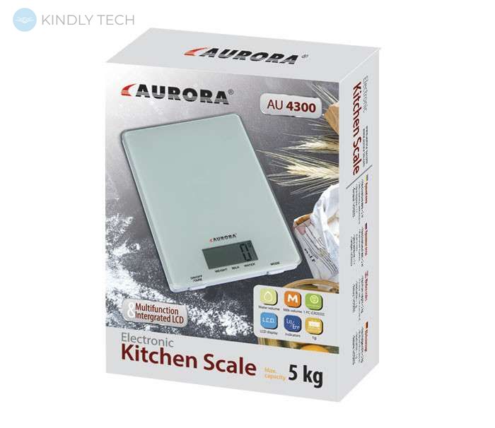 Кухонные весы с плоской платформой AURORA AU-4300 на 5 кг. электронные