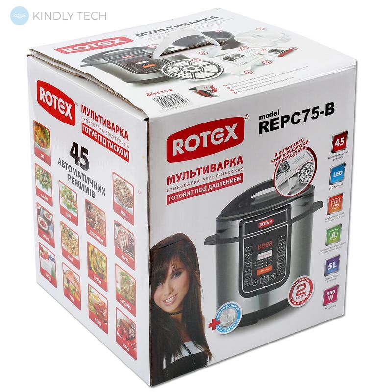 Мультиварка-скороварка ROTEX REPC75-B на 5 литров/45 режимов