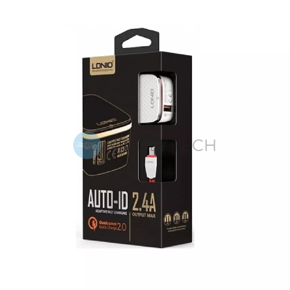 Сетевое зарядное устройство 2.4A | 1U | Micro Cable (1m) &mdash; Ldnio DL-A1204Q White