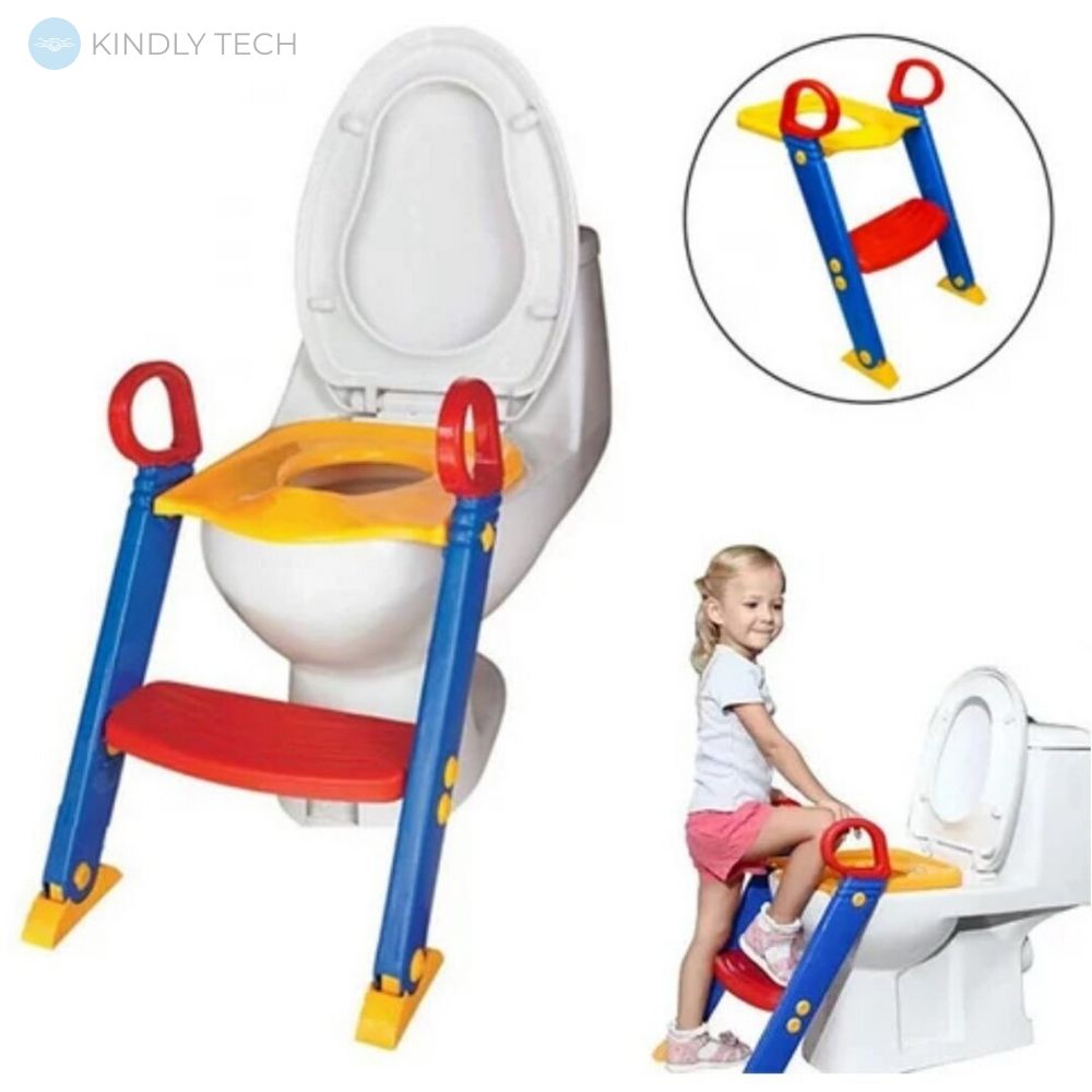 Детское сиденье на унитаз со ступенькой и ручками Childr Toilet Trainer