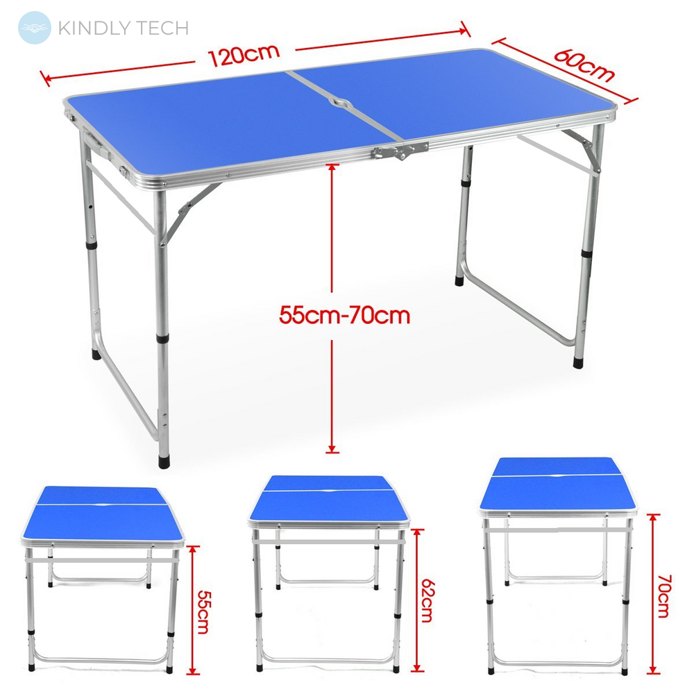 Раскладной стол чемодан Folding Table для пикника со стульями 120х60х70/55 Синий