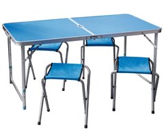 Раскладной стол чемодан Folding Table для пикника со стульями 120х60х70/55 Синий