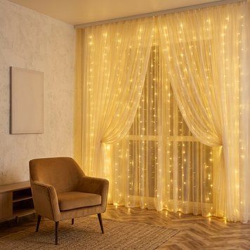 Світлодіодна гірлянда &laquo;Водоспад&raquo; IT-RAINS-320-WW, 3x1.5 м, 320 LED, тепле біле світіння, прозорий провід, круглі лампи