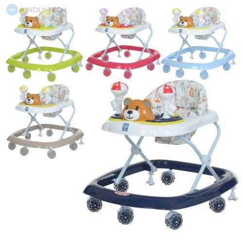 Дитячі ходунки Bambi M 3656-S силіконові колеса, ведмедики, зелені
