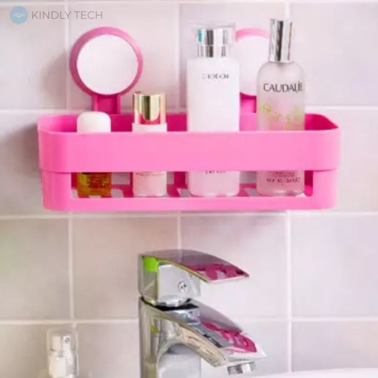 Полиця на присосках для ванної прямокутна Bathroom Shelves, Pink