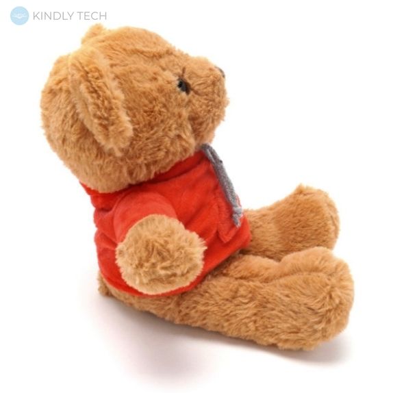 Мягкая игрушка плюшевый Мишка коричневого цвета, длиной 22 см, в кофте